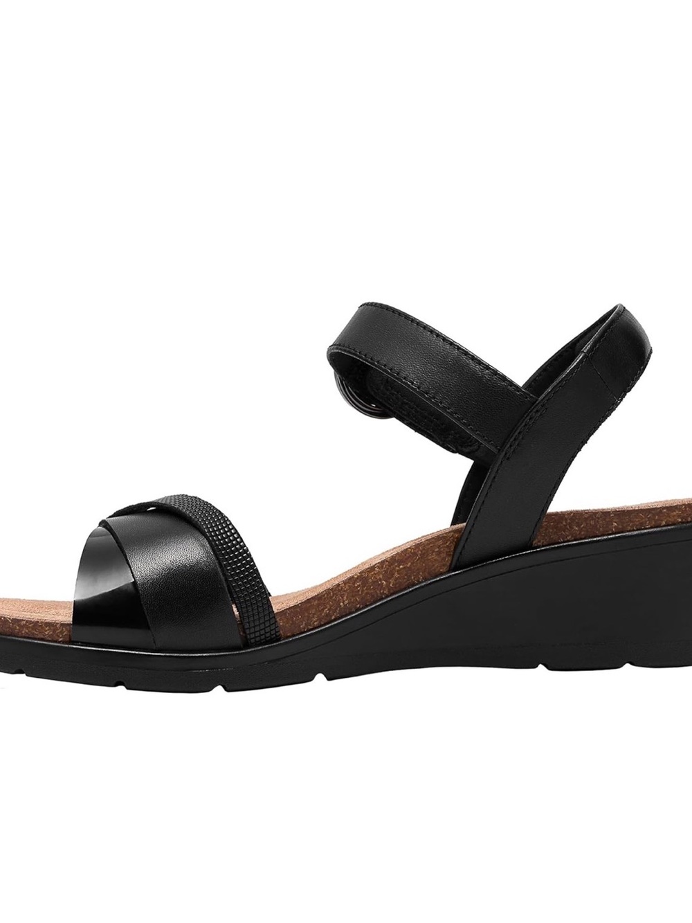 Clarks Women Kacha Twist Wedge Sandal (9, Black Leather) - Picture 2 of 6